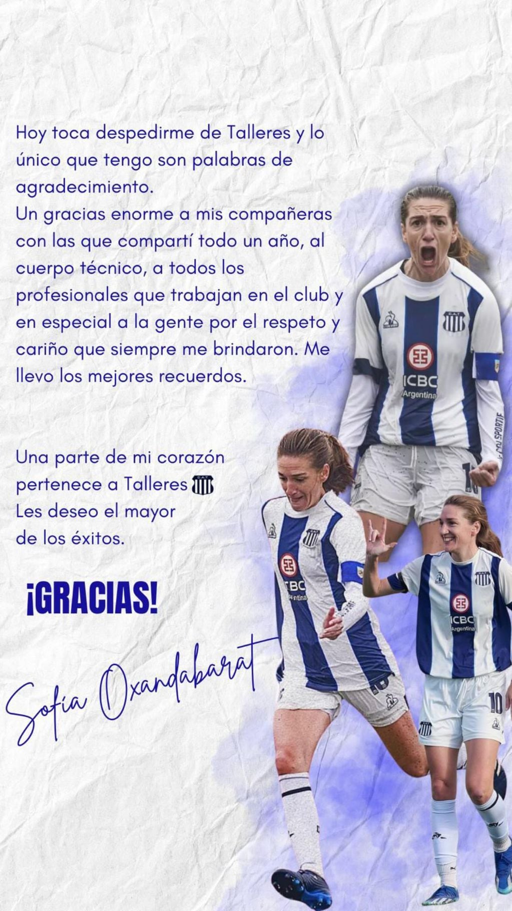 El mensaje de despedida de la goleadora uruguaya.