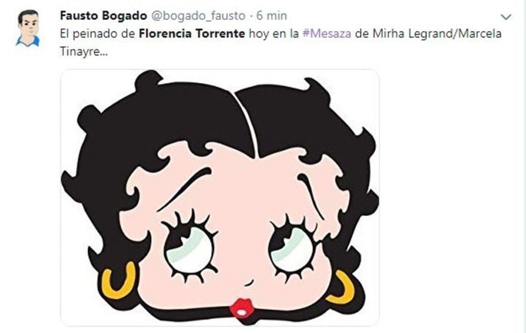 Los usuarios hicieron chistes en Twitter con el look que Flor Torrente eligió para la mesa de Mirtha Legrand (Twitter)