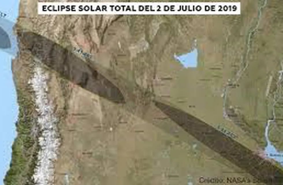 La franja de la sombra proyectada, cruzará la zona centro de Argentina.