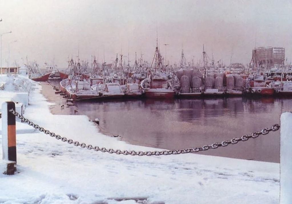 El puerto de Mardel cubierto de nieve (La Capital).