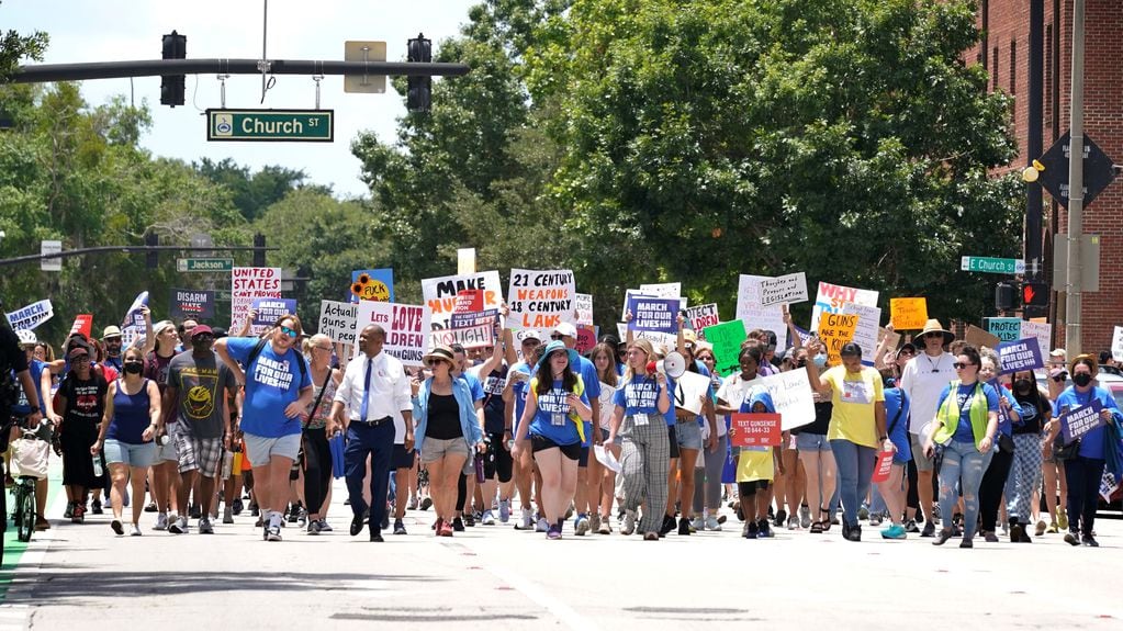 Manifestación en apoyo al control de armas. (AP Photo/John Raoux)
