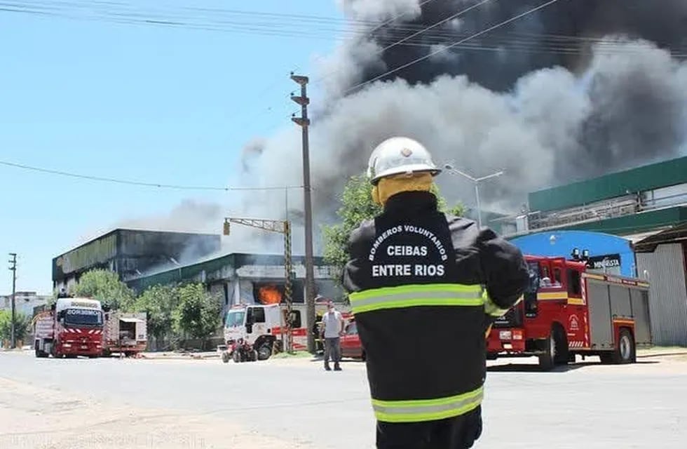 Incendio en planta Avícola. Foto: RadioGualeguay