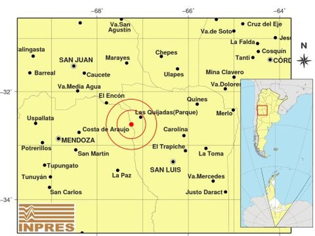 INPRES registró dos movimientos sísmicos en la madrugada del miércoles.