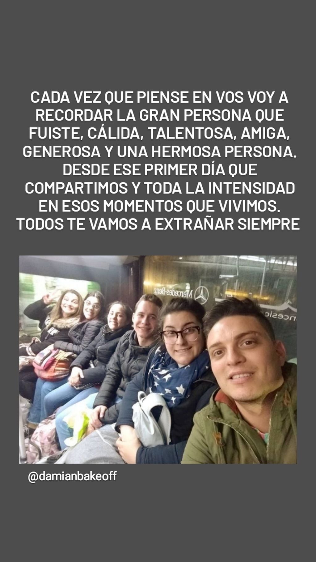Damián publicó un mensaje sobre la muerte de Agustina en sus historias de Instagram.