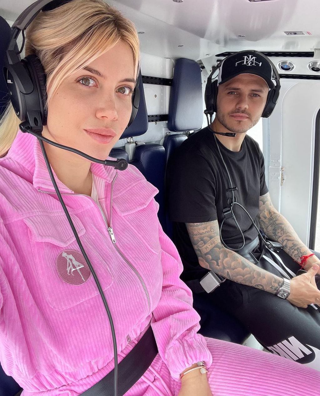 Wanda Nara con Mauro Icardi en helicóptero