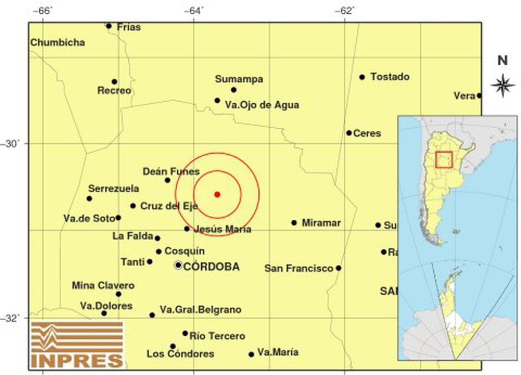 El sismo tuvo epicentro en el norte de Jesús María, en cercanías a Cañada de Luque.