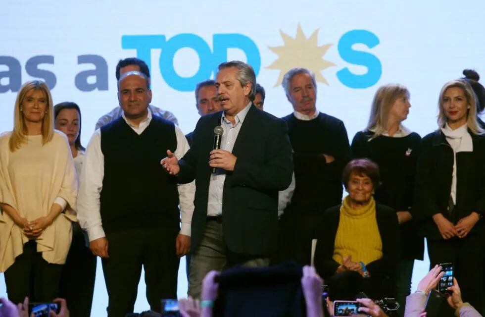 Presidential candidate Alberto Fernandez speaks during the primary elections, at a cultural centre in Buenos Aires, Argentina, August 11, 2019.  REUTERS/Agustin Marcarian