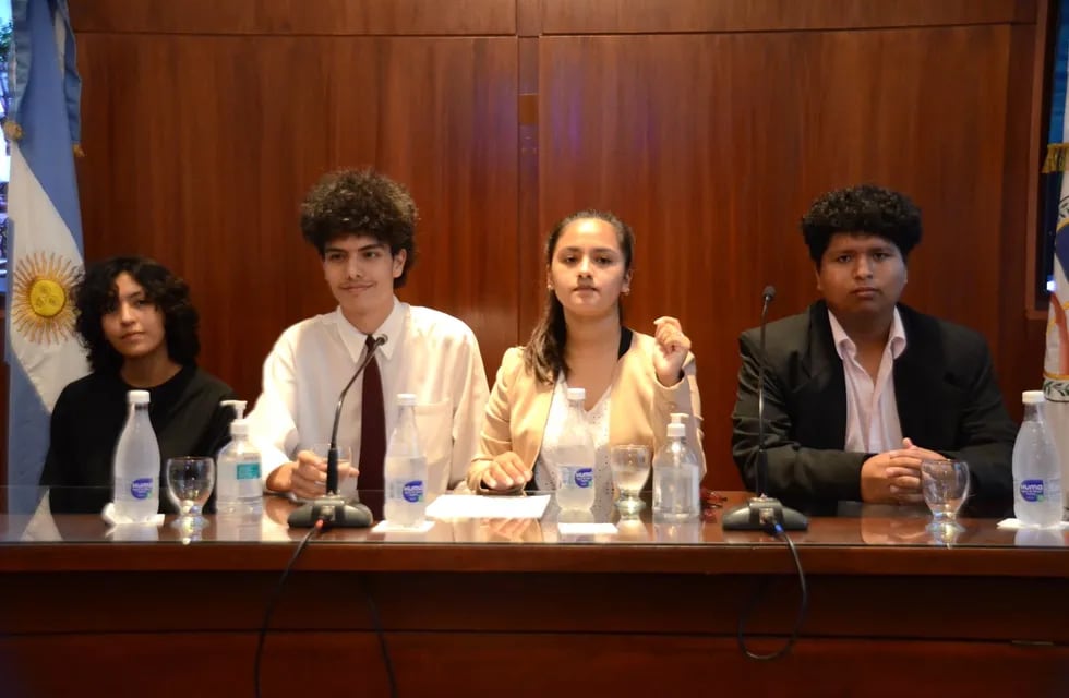 El presidente de la Federación de Centros de Estudiantes Secundarios de Jujuy, Mauricio Planckensteiner, y la vicepresidenta Milena Torres, expusieron los motivos y objetivos del proyecto de ley.