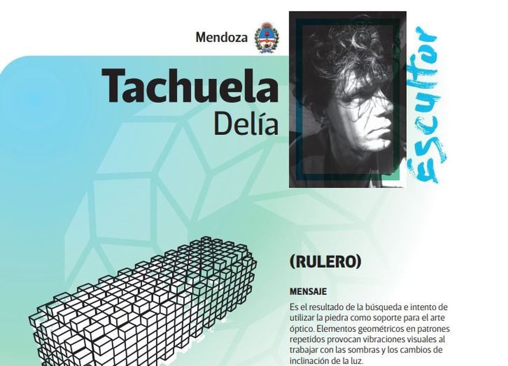 Tachuela Delía, artista mendocino que trabajará en mármol travertino ante la mirada del pueblo de Castelli.