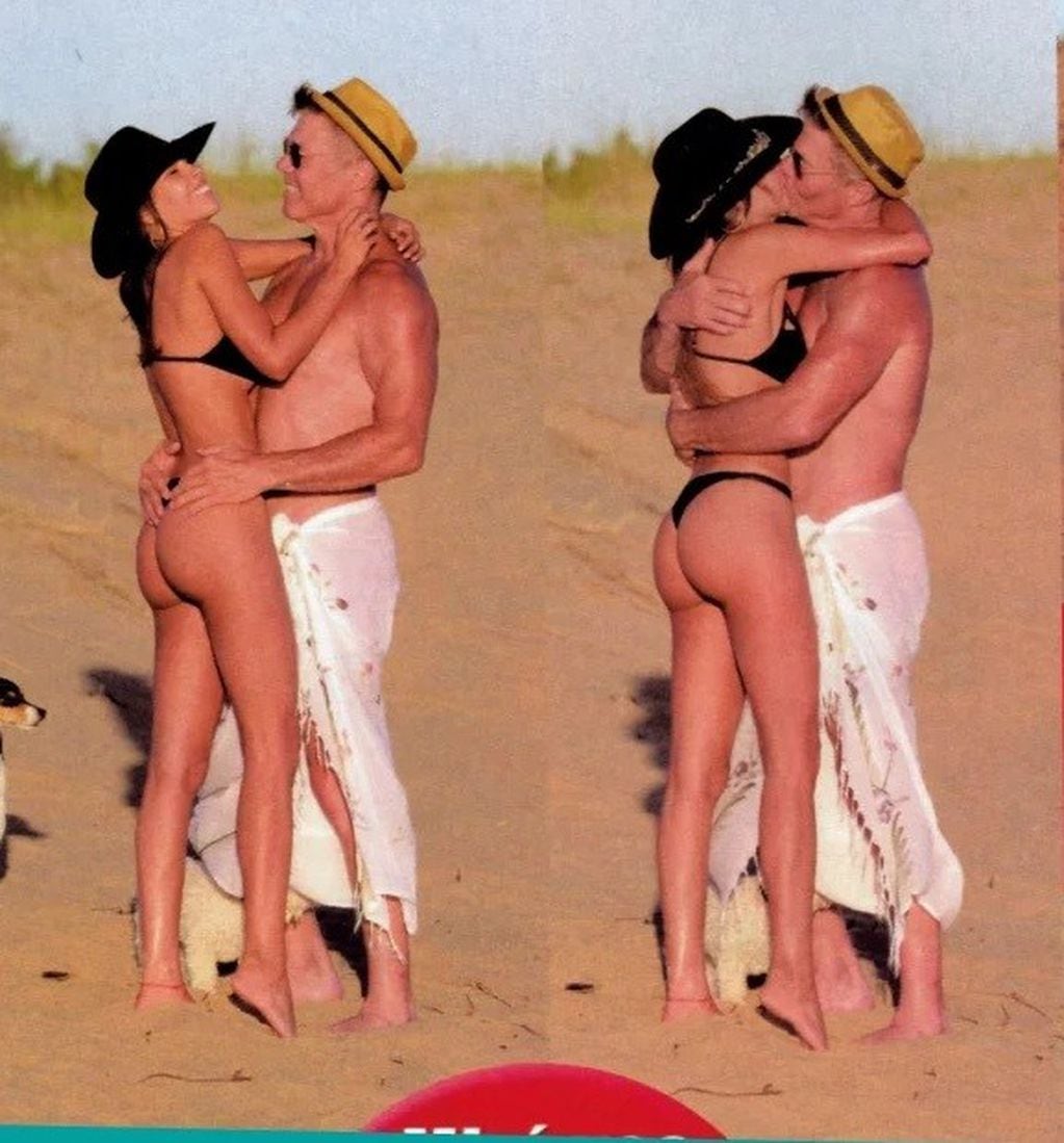 Barby Franco y Fernando Burlando en la playa. (Foto: Revista Paparazzi)