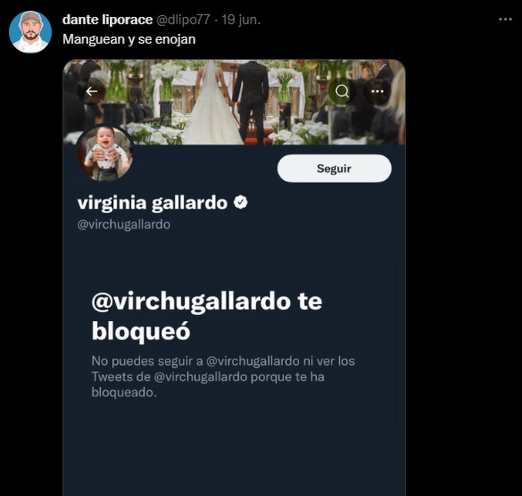 La reacción de Virginia Gallardo.