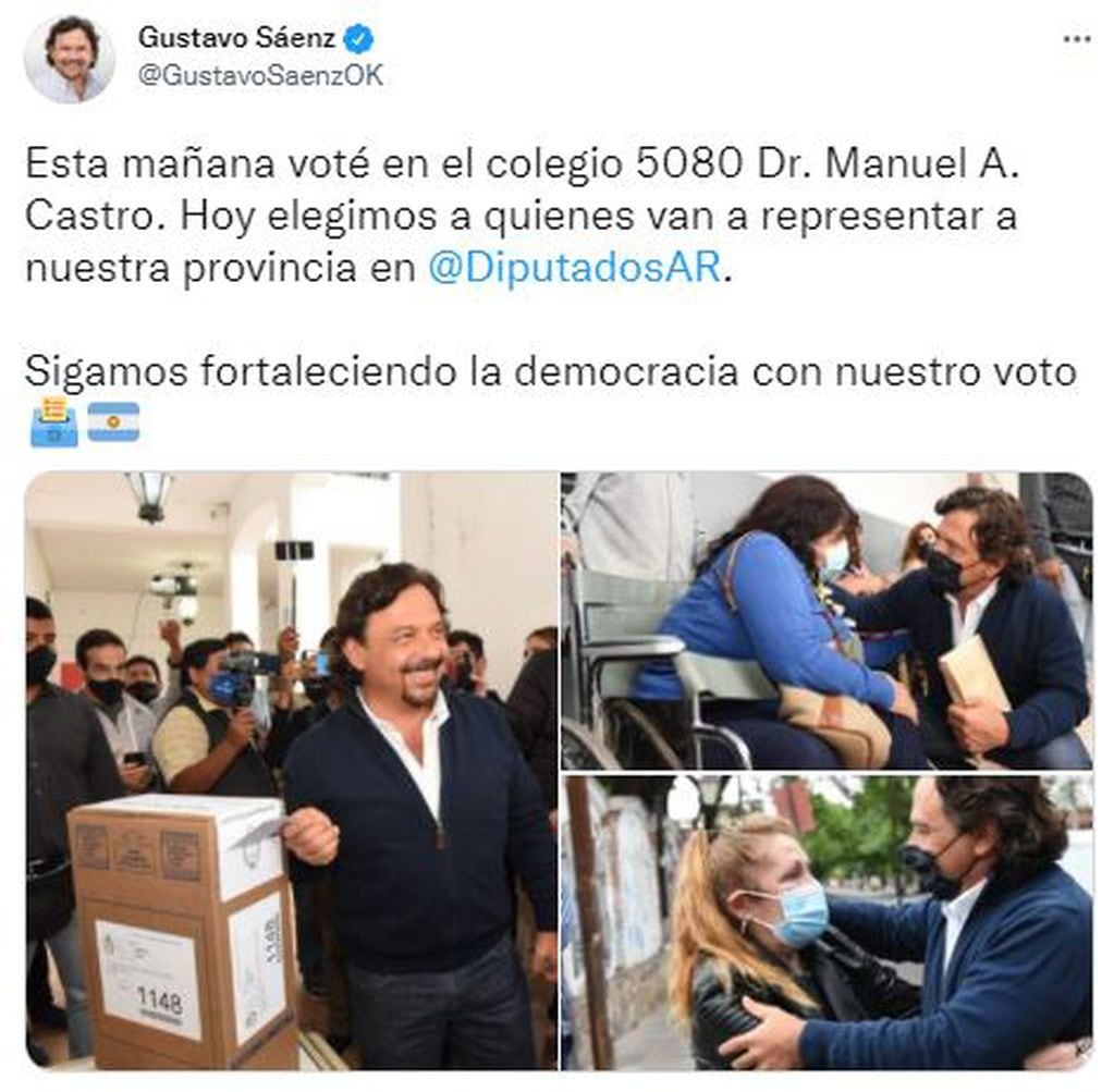 Votó le gobernador Gustavo Sáenz.