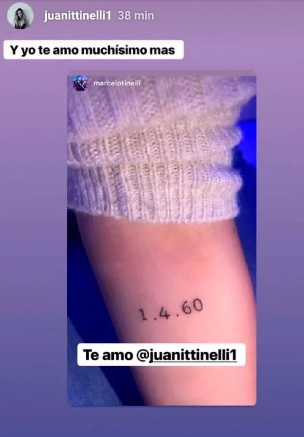 El tatuaje que mostró Juanita Tinelli y la reacción de su papá Marcelo (Foto:Instagram)