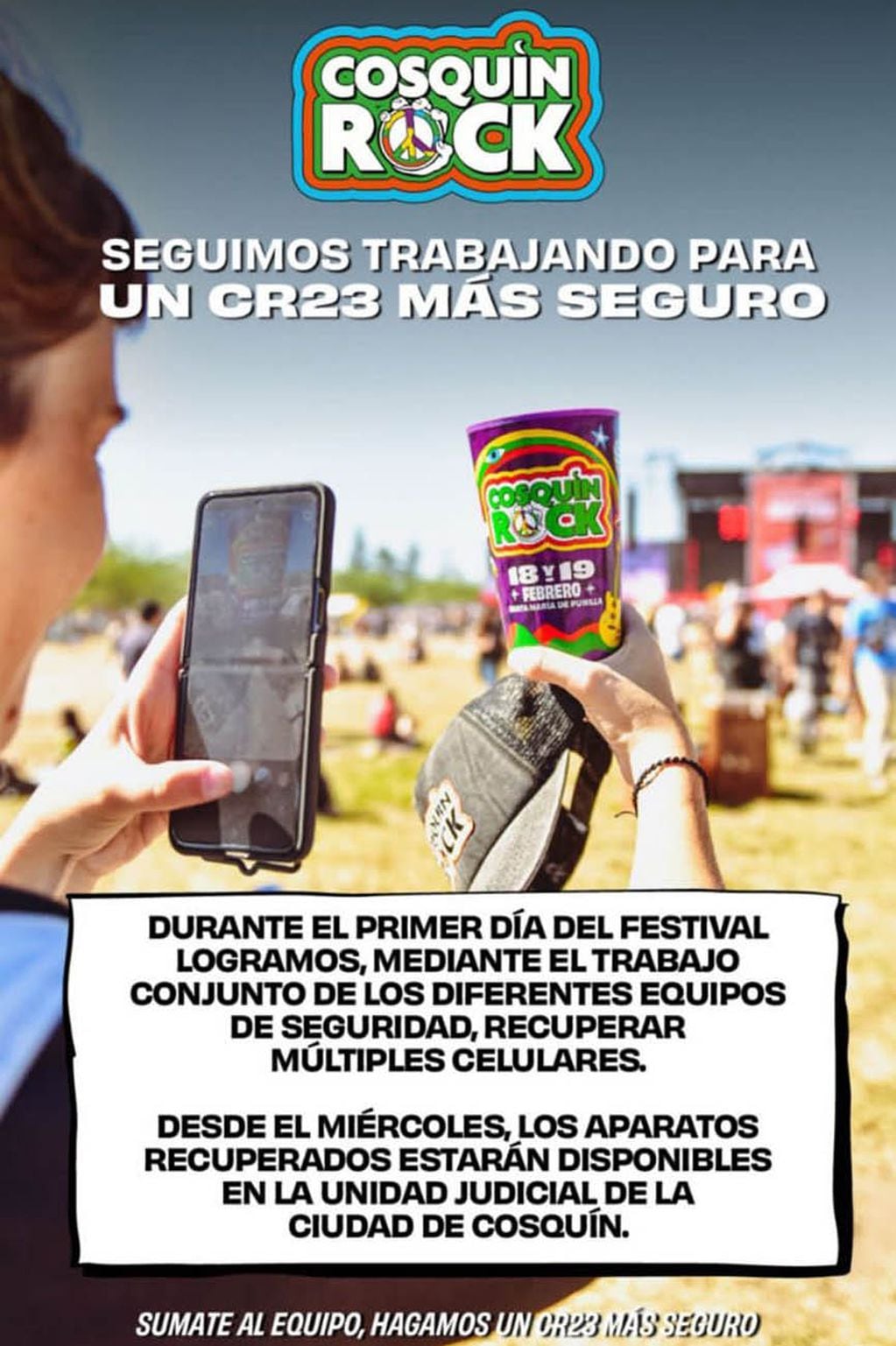 Robo de celulares durante el Cosquín Rock (Prensa Cosquín Rock)