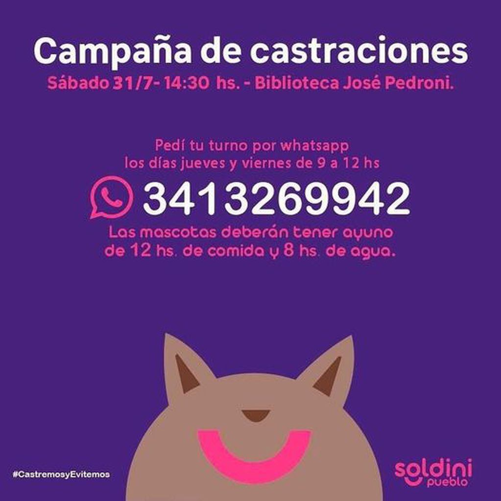 Campaña de castraciones en Soldini (Facebook Comuna de Soldini)