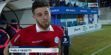 La emoción de Pablo Vegetti después de convertir el gol que le dio el triunfo a Belgrano en Río Cuarto