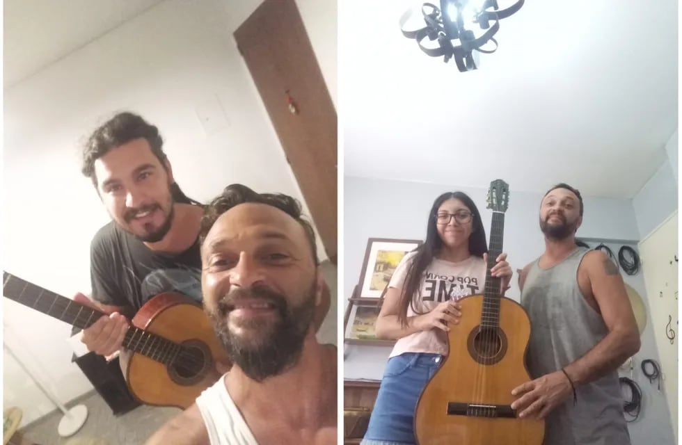 Gabriel recibió la guitarra de su vecino para "Doná música, doná una sonrisa" y la recibió Valentina que tenía su instrumento roto y no podía tocar.