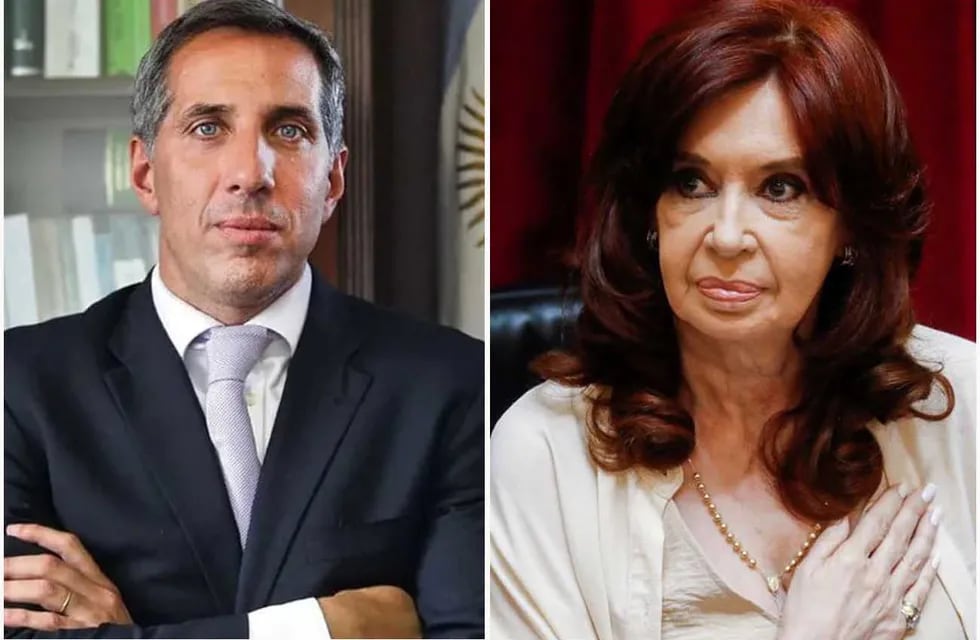 Causa Vialidad: el fiscal Diego Luciani y la vicepresidenta Cristina Kirchner. Foto: La Voz.