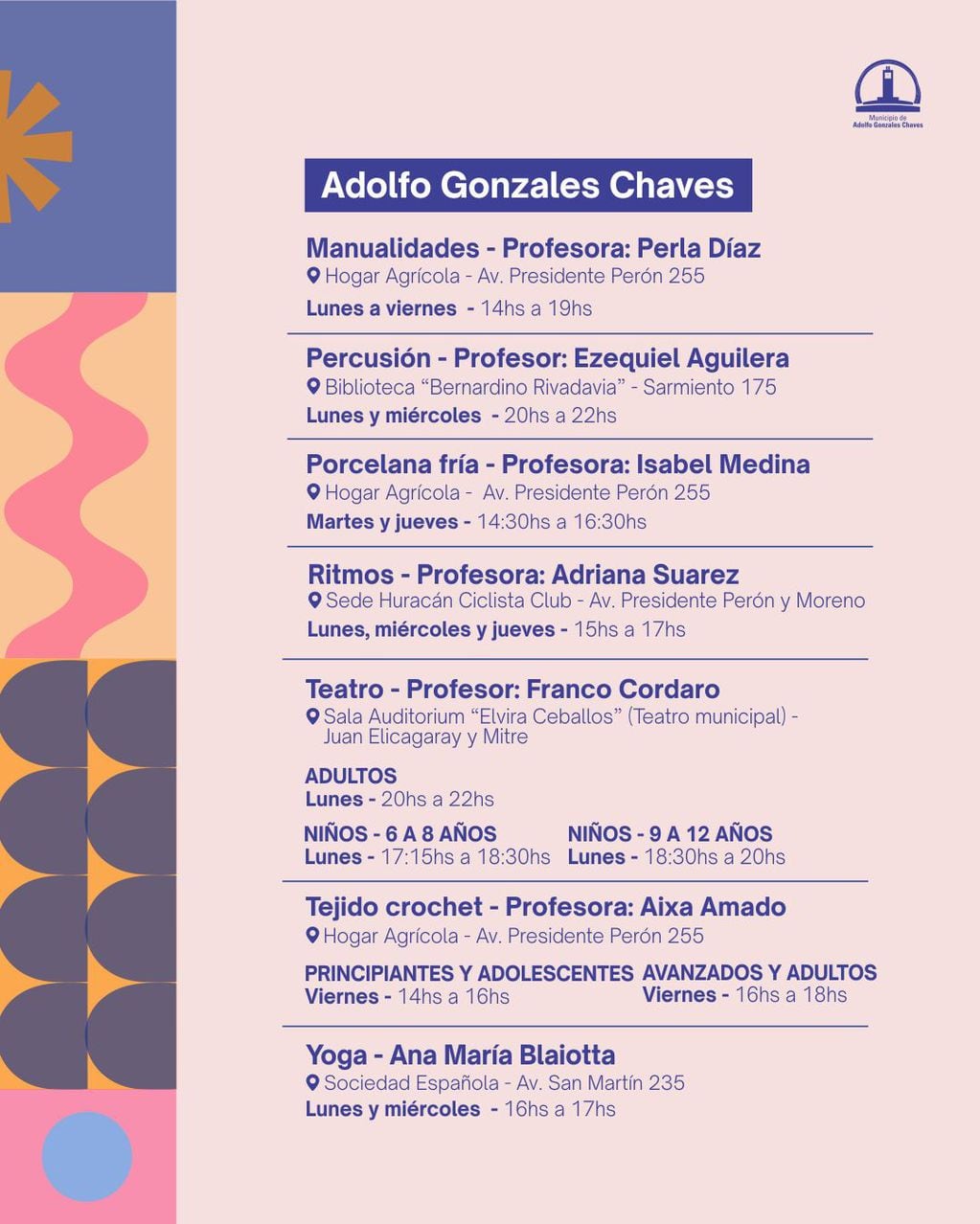 Gonzales Chaves: todos los Talleres Culturales 2024