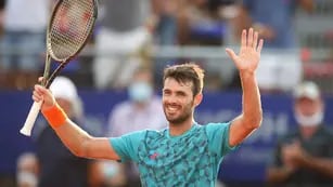 Juan Ignacio Londero festeja su victoria ante el español Pedro Martínez en el Córdoba Open