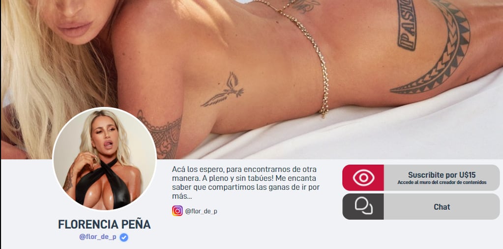 Este es el perfil de Flor Peña en Divasplay.