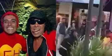 El Chapulín cordobés y el imitador de La Mona Jiménez protagonistas de un video viral en la peatonal.