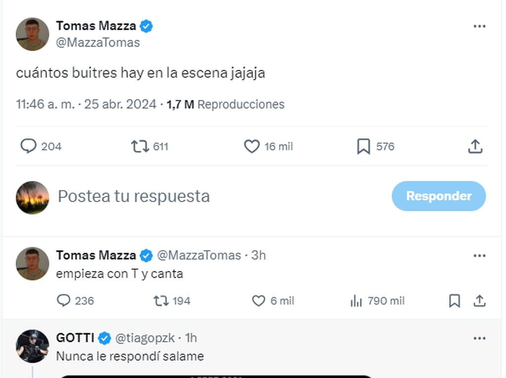Tomás Mazza acusó a Tiago PZK de "buitre"