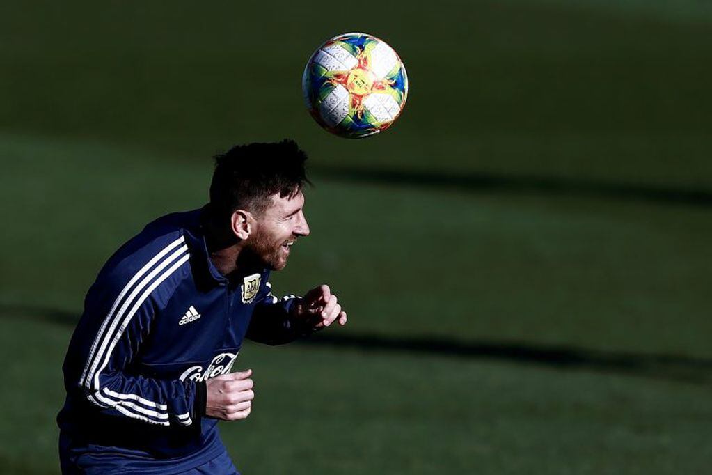 Lionel Messi, en el entrenamiento de este miércoles en Madrid. (AFP)