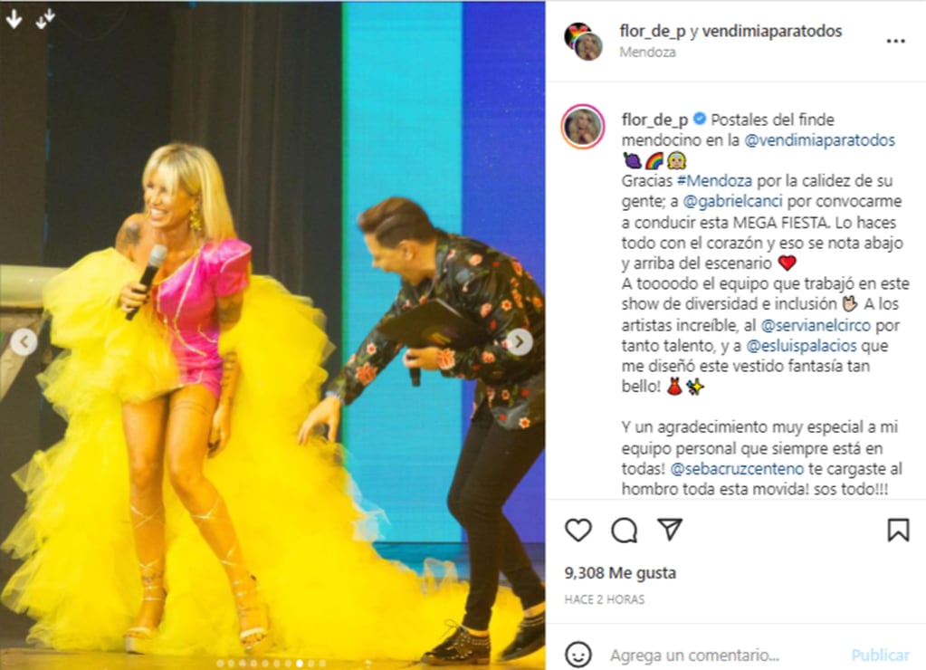 El posteo de Flor Peña en Instagram.