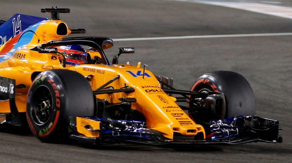 Alonso, con McLaren, en el circuito Yas Marina de Abu Dabi, Emiratos Árabes Unidos, al final de la temporada 2018.