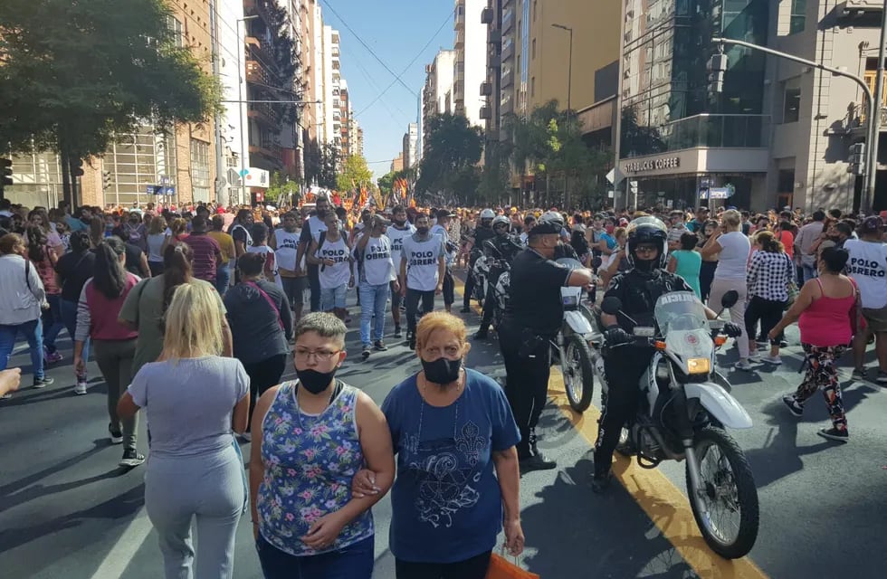 La protesta del Polo Obrero en Córdoba (Nicolás Bravo/LaVoz).