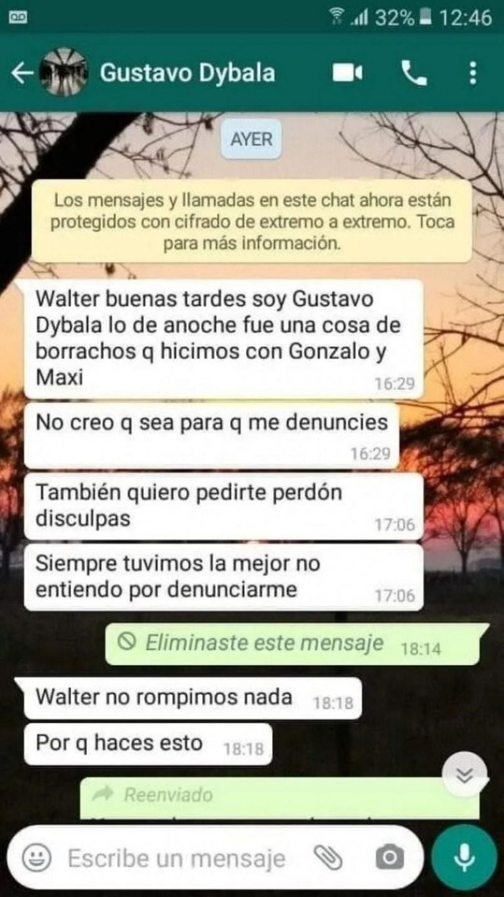 Gustavo Dybala, Whatsapp.