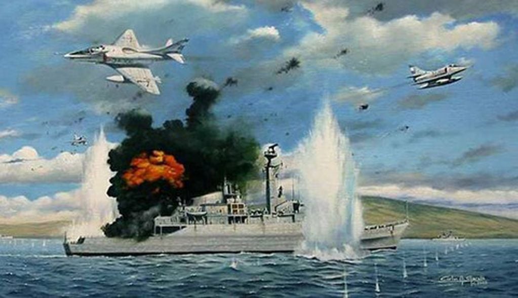 Representación del ataque a la Fragata HMS "Ardent"
