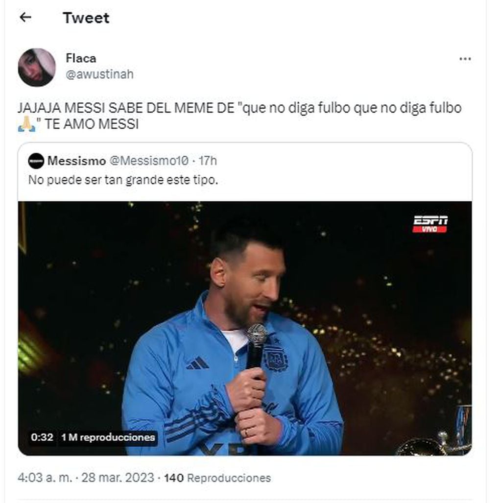 Reacción viral de los usuarios al enterarse que Messi conoce el "meme del fulbo".