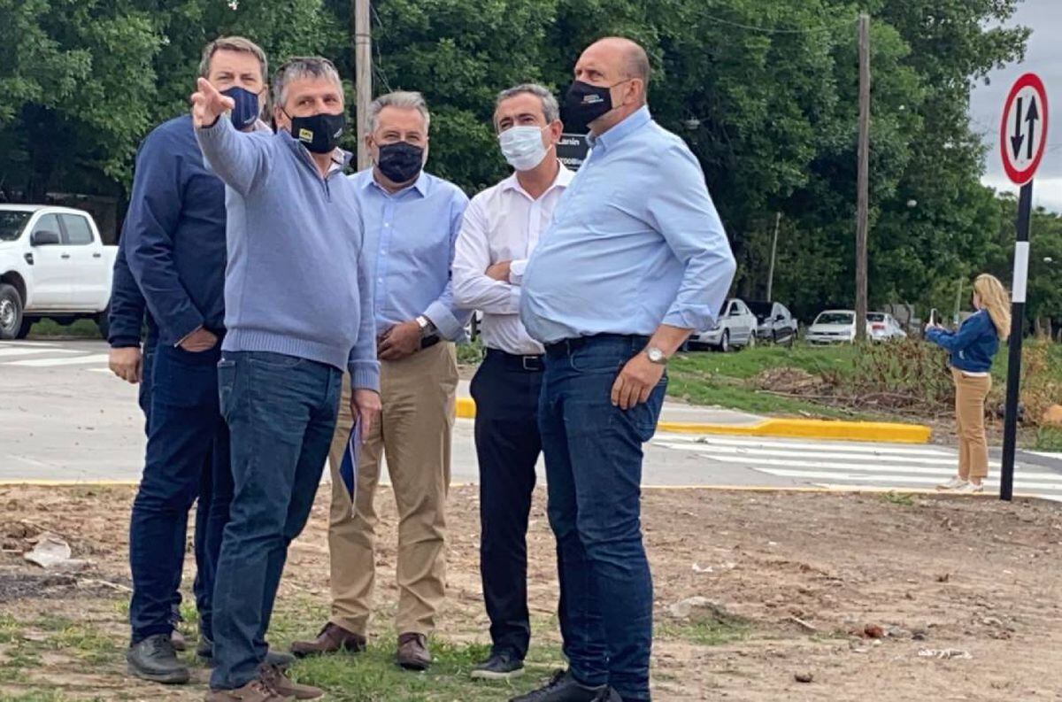 El rafaelino recorrió en Rosario la obra de ampliación de la Avenida Jorge Newbery junto al intendente Pablo Javkin. (@gbelluati)