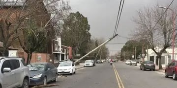 Cayeron dos postes telefónicos por las ráfagas de viento