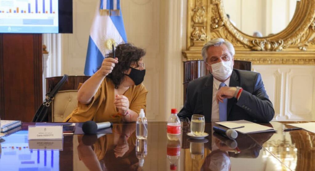 El Presidente de la Nación, Alberto Fernández, y la ministra de Salud, Carla Vizzotti. Foto: Gentileza / Télam