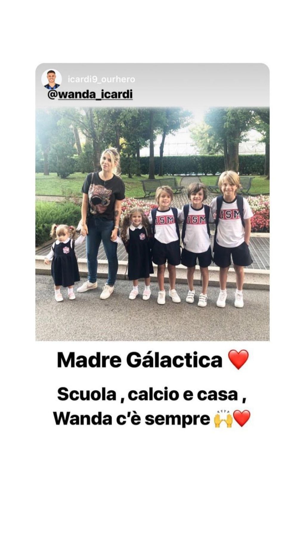 Wanda Nara y sus cinco hijos. Instagram/wanda_icardi