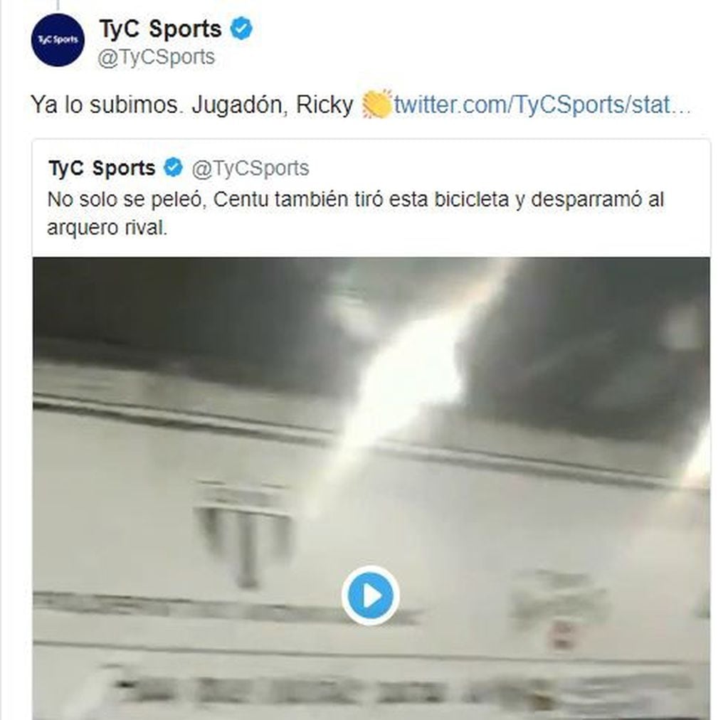 La respuesta de TyC Sports. (Captura)