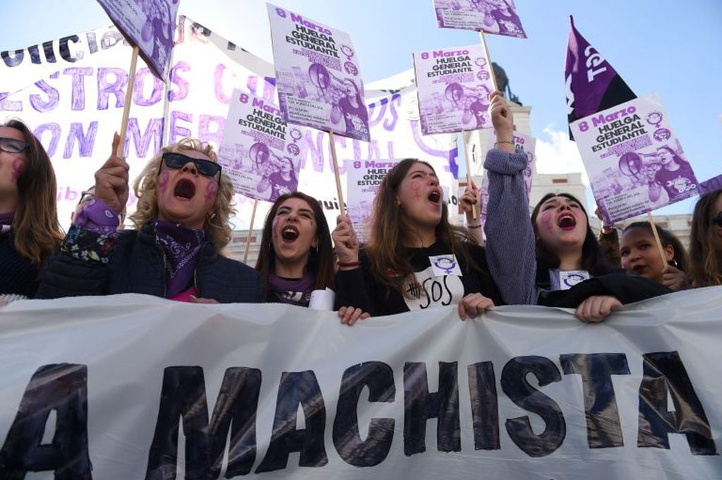 Protestas de mujeres por el 8M en Madrid (AFP).