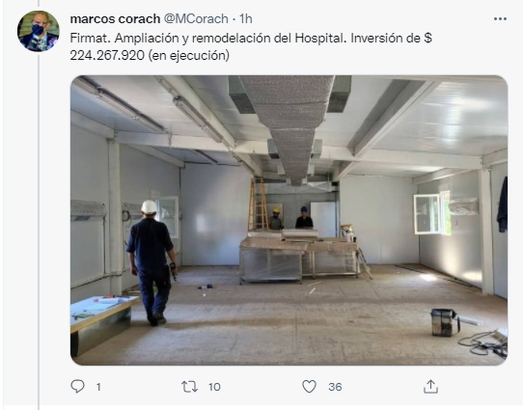 Hilo de Twitter del ministro de la Gestión Pública, Marcos Corach, respondiendo ante la supuesta discriminación en los fondos públicos
