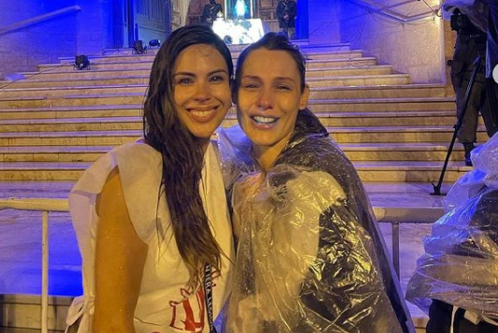 Barby y Pampita al llegar a la Basílica de Luján. (Instagram Barby Franco)