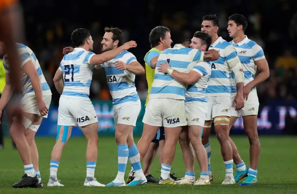 Los Pumas festejaron en Australia; le ganaron a Wallabies 34-31 por la segunda fecha del Rugby Championship. (AP)