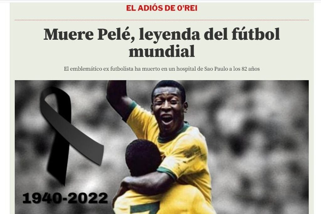 "Mundo Deportivo", medio español, ilustró la noticia con una cinta de luto.