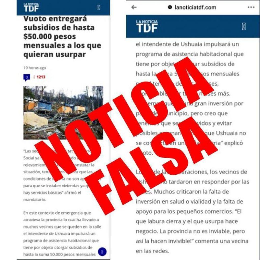 Denuncia por noticia falsa en Ushuaia