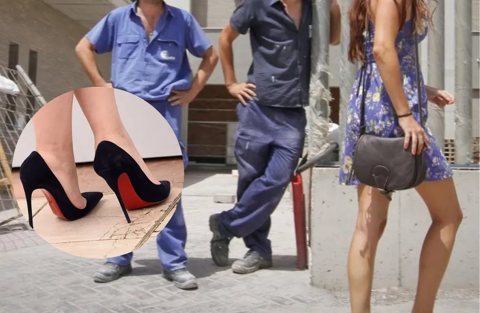 En el video se muestra a un hombre subido a zapatos altos minimizando el acoso callejero a la vestimenta.