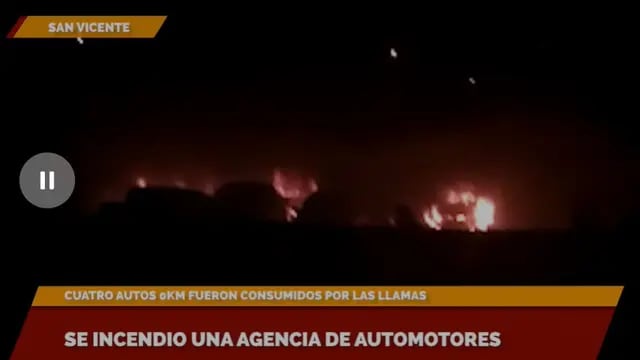 Incendio en una agencia de automotores en San Vicente consumió cuatro autos 0 Km
