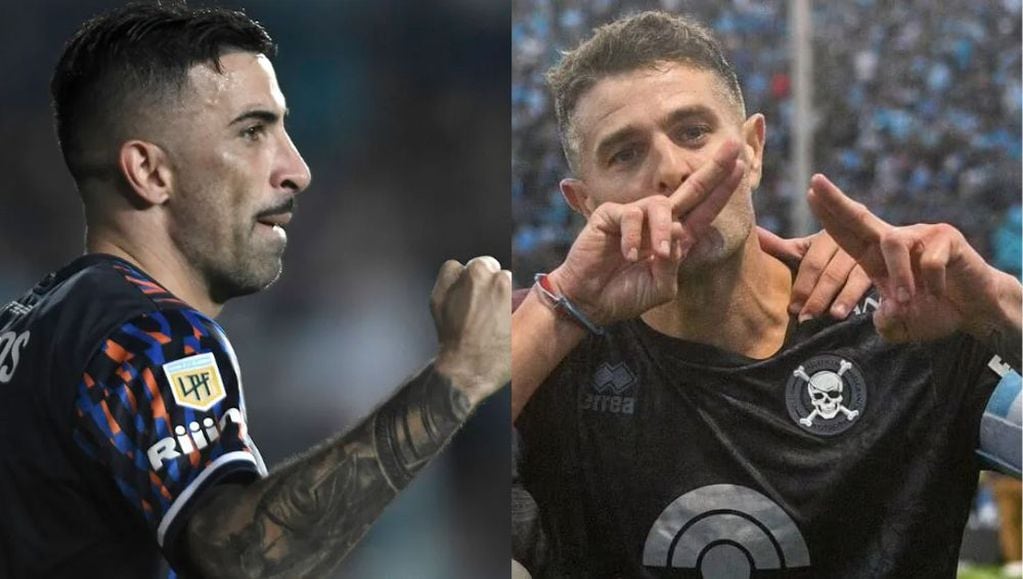 Michael Santos y Pablo Vegetti, los delanteros de Talleres y Belgrano, en la Liga Profesional 2023 y que lideran la tabla de goleadores. (La Voz)