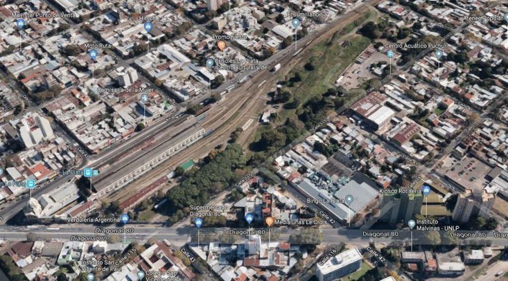 Vista aérea a donde será trasladada la terminal de micros de La Plata (0221).