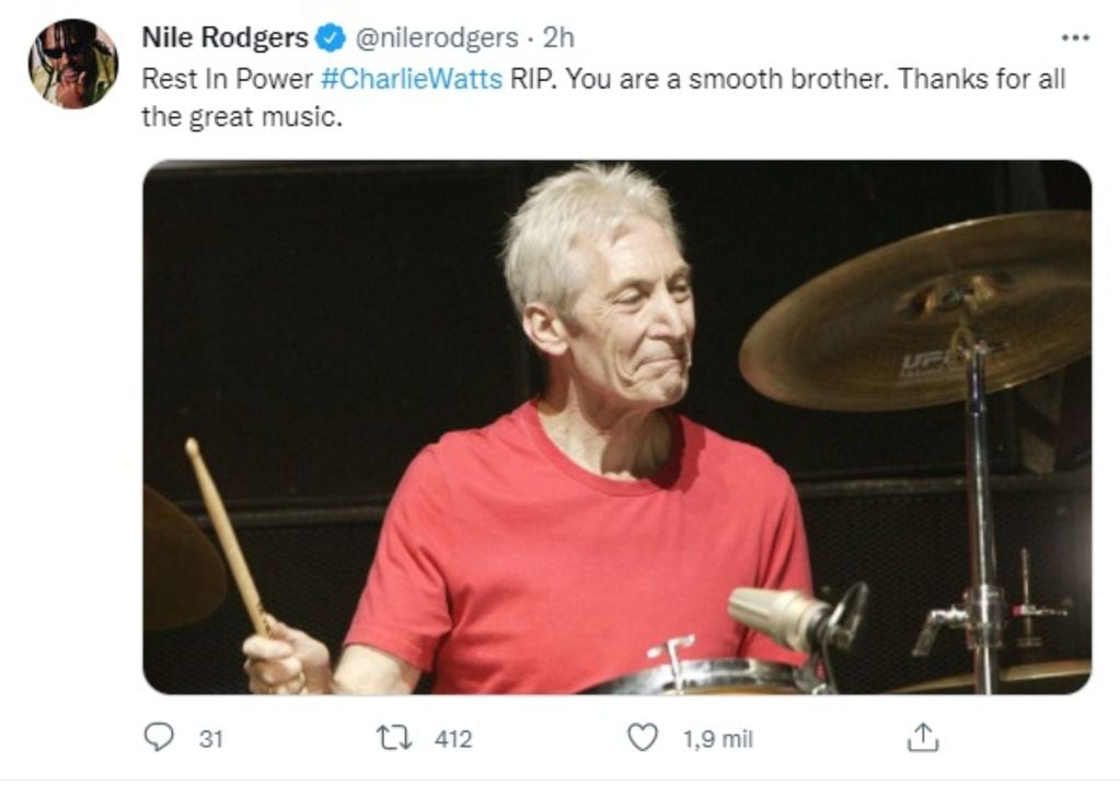 Nile Rodgers despidió al baterista Charlie Watts